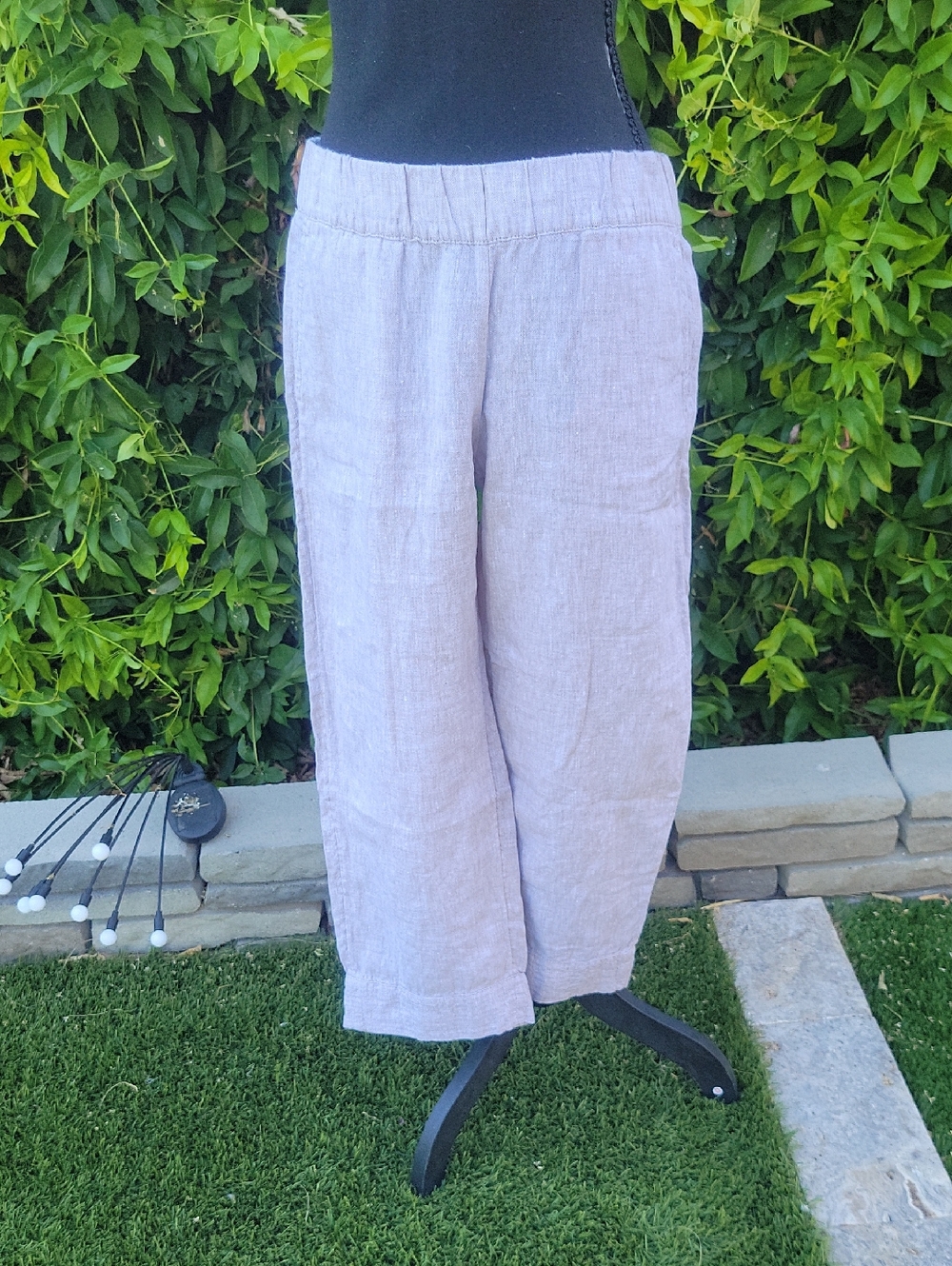 100% Linen Capris in Soft Beige Purejill Sz XS